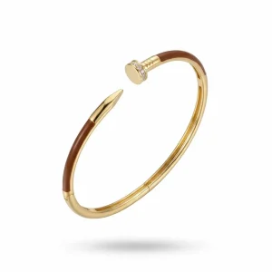 بنگل-طرح-میخ-کارتیر-چرمی-قهوه-ای-کد-BN104