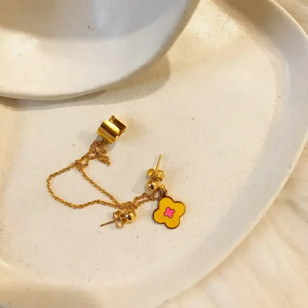 گوشواره ایرکاف زنجیری طرح گل کد ER103 - تصویر 3