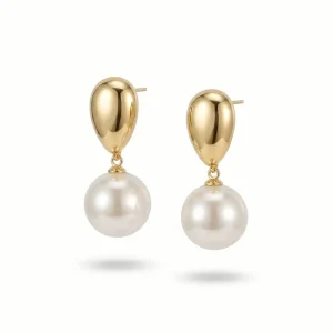 گوشواره اشک طلایی با آویز مروارید کد ER111