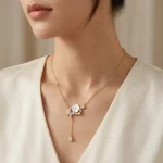 گردنبند طرح گل نگین دار کد NK104 - تصویر 2
